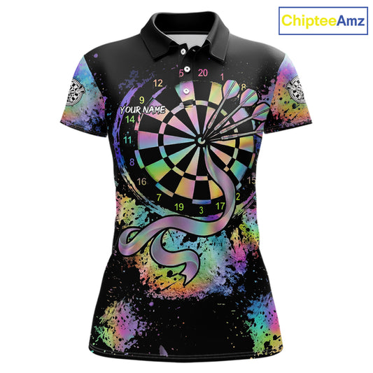 Holographic Splatter Dartboard Women Dart Shirt Custom Name Grunge Ribbon Dart Jersey For Darters NYN2967