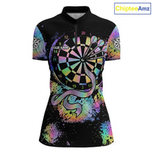 Load image into Gallery viewer, Holographic Splatter Dartboard Women Dart Shirt Custom Name Grunge Ribbon Dart Jersey For Darters NYN2967