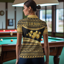 Load image into Gallery viewer, Gold Tribal 8 Ball Pool Shirts Women Billiard Polo &amp; 1/4 Zip Shirt Custom Pool Billiard Team Jerseys NYN2971