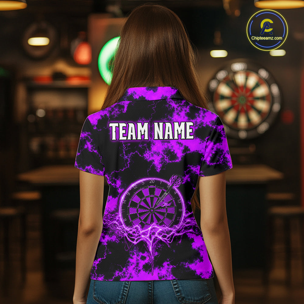 Thunder & Lightning Purple Dartboard Darts Shirt Custom Team Shirt For Women, Gift For Darts Players NYN3364