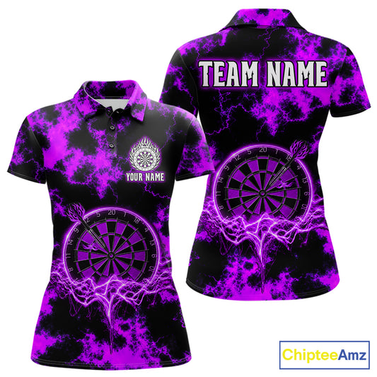 Thunder lightning purple dartboard darts shirt for women custom team shirt