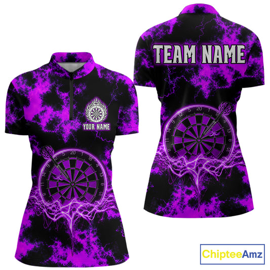Thunder lightning purple dartboard darts shirt for women custom team shirt