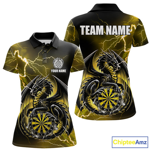 Personalized yellow thunder dragon dart polo shirt for women custom team jersey