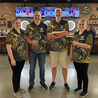 Personalized Men Dragon Dart Polo 1/4-Zip Shirt Custom Name Team Thunder Dragon Dart Jersey | Yellow NYN3369