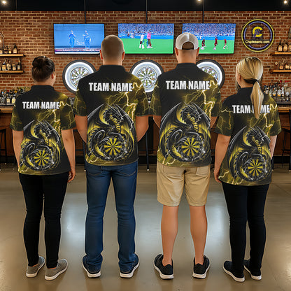 Personalized Men Dragon Dart Polo 1/4-Zip Shirt Custom Name Team Thunder Dragon Dart Jersey | Yellow NYN3369