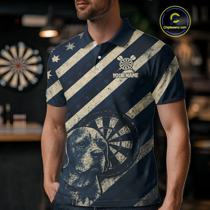 Custom Blue Grunge Dog Dartboard Darts Jersey For Men Outfit Patriotic Dart Team Jersey  NYN1276