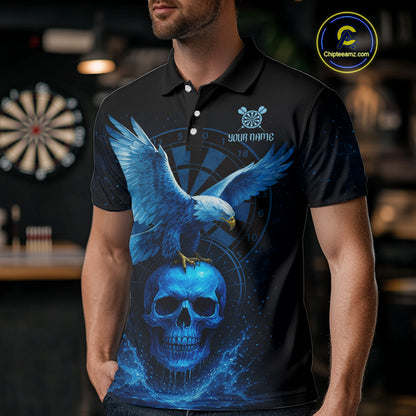 Custom Blue Skull Eagle Dartboard Darts Shirt For Men Personalized Dart Team Jersey  NYN1277