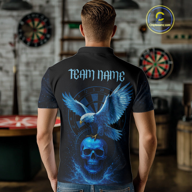 Custom Blue Skull Eagle Dartboard Darts Shirt For Men Personalized Dart Team Jersey  NYN1277