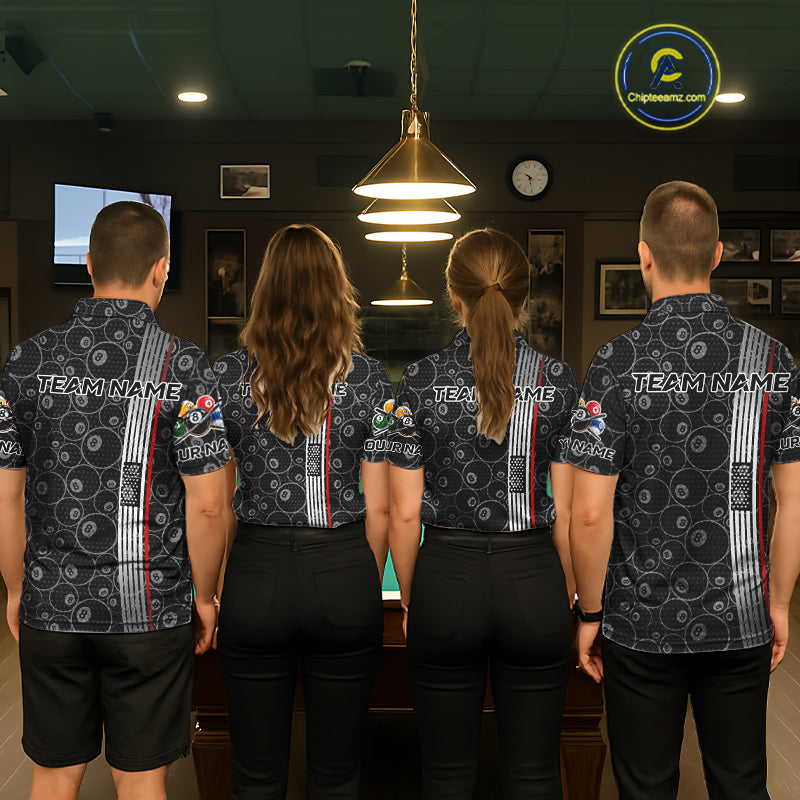 Cross US Flag 8 Ball Women's Billiard Shirts Personalized Patriotic Billiard Team Shirts NYN2322