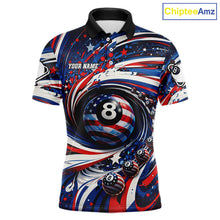 Load image into Gallery viewer, Custom US Flag Pool 8 Ball Billiard Shirt For Men Personalized Patriotic Ball Billiard Attire NYN2591