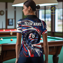Load image into Gallery viewer, Custom US Flag Pool 8 Ball Billiard Shirt For Women Personalized Patriotic Ball Billiard Attire NYN2591