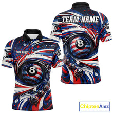 Load image into Gallery viewer, Custom US Flag Pool 8 Ball Billiard Shirt For Men Personalized Patriotic Ball Billiard Attire NYN2591