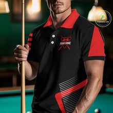 Load image into Gallery viewer, Black &amp; Red Skull Pool 8 Ball Men Billiard Polo &amp; 1/4-Zip Shirt Personalized Ball Billiard Attire NYN2593