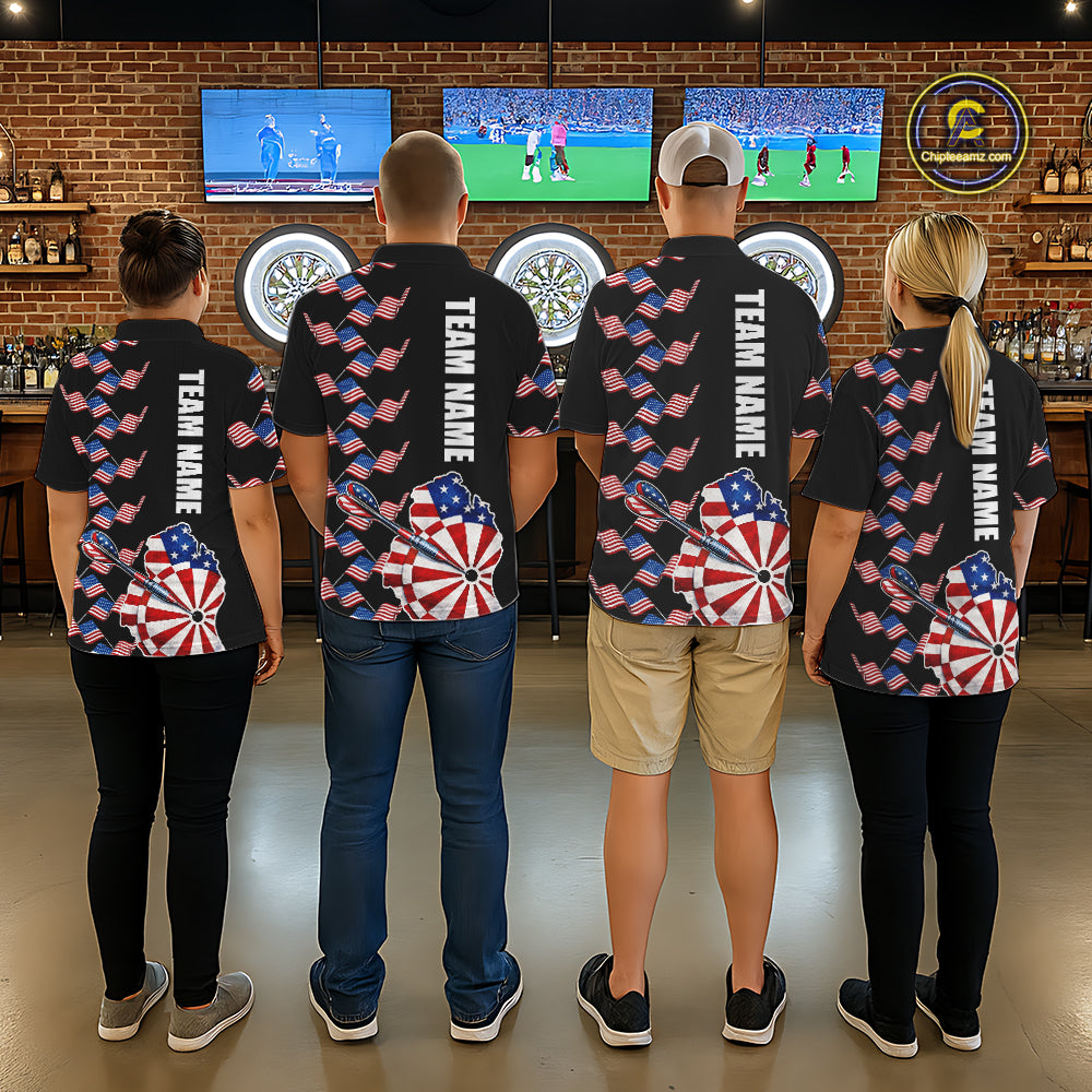 Custom American Flag Pattern Dartboard Darts Polo Shirts For Women Patriotic Darts Team Jerseys NYN2756
