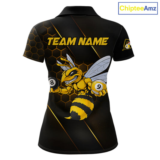 Yellow Hexagon Funny Bee 8 Ball & 9 Ball Pool Billiard Jerseys For Women Custom Billiard Team Appeal NYN2758