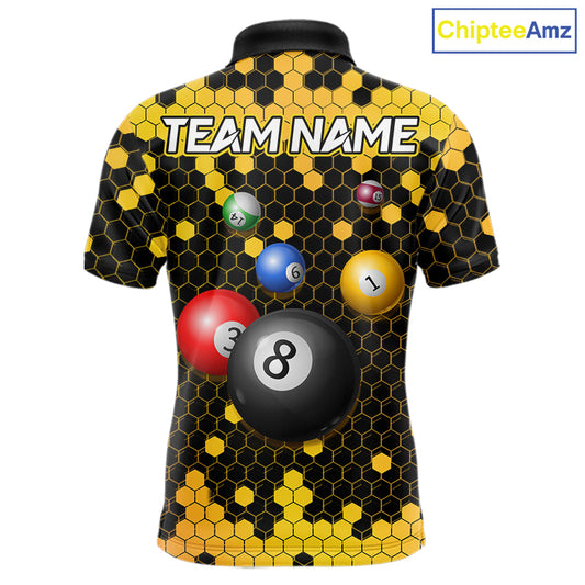 Hexagon Bee 8 Ball Pool Billiard Polo & Quarter-Zip Jerseys For Men Custom Billiard Team Appeal NYN2759
