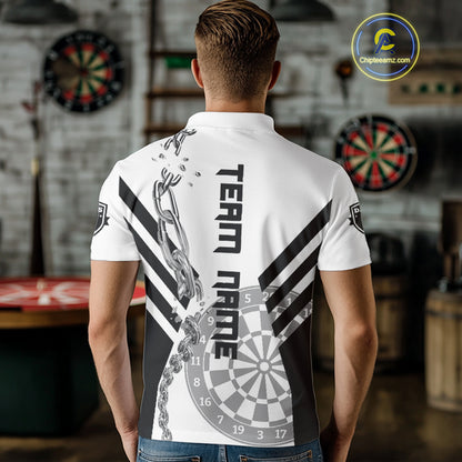 Silver Chains White And Black Dartboards Dart Shirts For Men, Dart Team Jerseys NYN0054