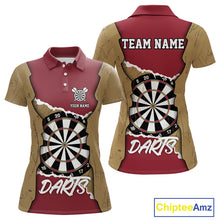 Load image into Gallery viewer, Custom Yellow&amp;Red Grunge Style Darts Board Dart Shirts For Women, Dart Team Jerseys NYN0058