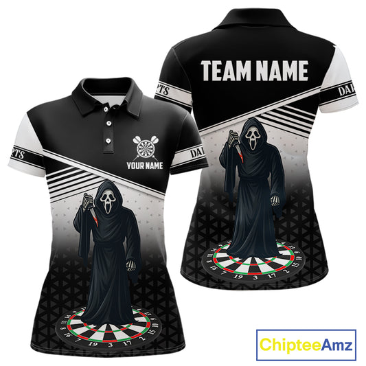 Grim Reaper Dartboard Custom Black Darts Shirt For Women - Personalized Name For Players NYN0673