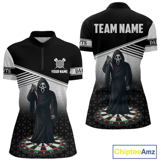 Grim Reaper Dartboard Custom Black Darts Shirt For Women - Personalized Name For Players NYN0673