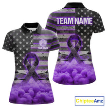 Load image into Gallery viewer, Purple Cloud Ribbon US Flag Dart Arrow Custom Breast Cancer Awareness Darts Women Polo Shirt NYN1816
