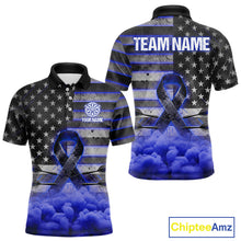 Load image into Gallery viewer, Blue Cloud Ribbon US Flag Dart Arrow Custom Breast Cancer Awareness Darts Men Polo Shirt NYN1817