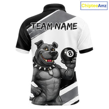 Load image into Gallery viewer, Grey And White Paint Funny Bulldog 8 Ball Billiard Pool Shirt For Men Custom Billiard Team Appeal NYN2765