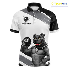 Load image into Gallery viewer, Grey And White Paint Funny Bulldog 8 Ball Billiard Pool Shirt For Men Custom Billiard Team Appeal NYN2765