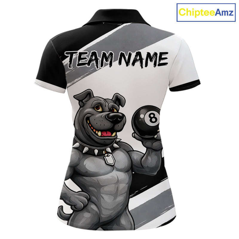 Grey And White Paint Funny Bulldog 8 Ball Billiard Pool Shirt For Women Custom Billiard Team Appeal NYN2765