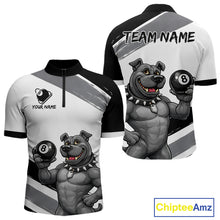 Load image into Gallery viewer, Grey And White Paint Funny Bulldog 8 Ball Billiard Pool Shirt For Men Custom Billiard Team Appeal NYN2765