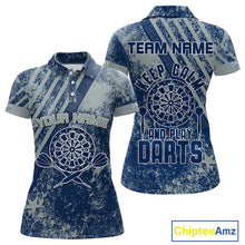 Load image into Gallery viewer, Keep Clam And Plays Dart Custom Blue Grunge Dart Shirts For Women, Dart Team Jerseys NYN0065