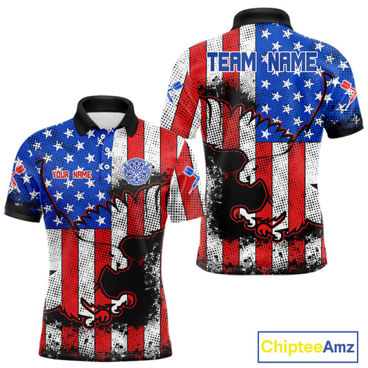 Grunge Eagle US Flag Pattern Custom Dart Shirt For Men, Dart Team Jerseys NYN0214