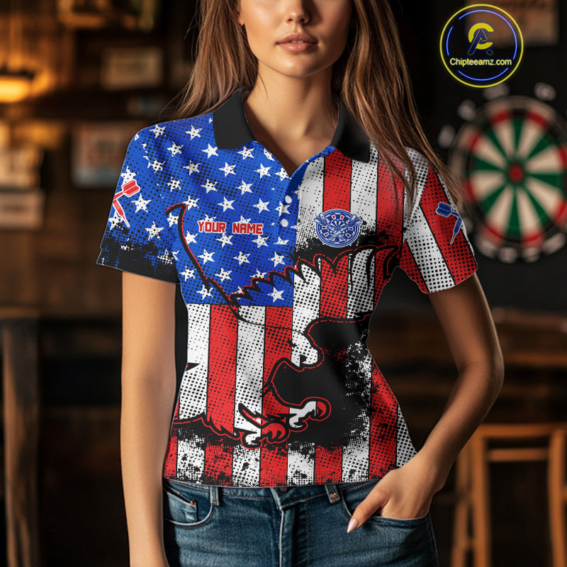 Grunge Eagle US Flag Pattern Custom Dart Shirt For Women, Dart Team Jerseys NYN0214
