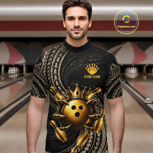 Load image into Gallery viewer, Black And Gold Crown Bowling Ball &amp; Pin Jerseys For Men Custom Claws Skull Bowling Team Attire NYN3170