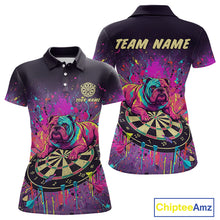 Load image into Gallery viewer, Custom Purple Bulldog Splatter Dartboard Women Darts Polo Shirt Funny Colorful Dart Jerseys NYN1828