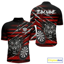 Load image into Gallery viewer, Red Grunge Grey Smoke Tiger Dartboard Custom Dart Quarter-Zip Shirt Men Dart League Jerseys NYN2087