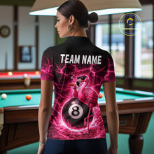 Load image into Gallery viewer, Thunder Pink Funny Flamingo Smokes Pool 8 Ball Women Billiard Shirt Custom Ball Billiard Team Attire NYN2612