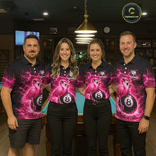 Load image into Gallery viewer, Thunder Pink Funny Flamingo Smokes Pool 8 Ball Women Billiard Shirt Custom Ball Billiard Team Attire NYN2612