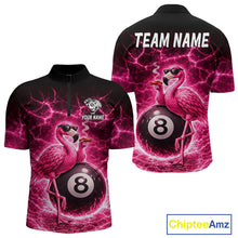 Load image into Gallery viewer, Thunder Pink Funny Flamingo Smokes Pool 8 Ball Men Billiard Shirt Custom Ball Billiard Team Attire NYN2612