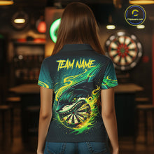 Load image into Gallery viewer, Green Splatter Paint Shark Dartboard &amp; Arrow Men Darts Polo Shirt Custom Darts Team Jersey NYN2616