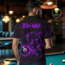 Load image into Gallery viewer, Horror Wolfs Purple Flames Smoke Pool 8 Ball Men Billiard Shirt Custom Ball Billiard Team Attire NYN2621