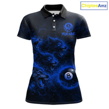 Load image into Gallery viewer, Horror Wolfs Blue Flames Smoke Pool 8 Ball Women Billiard Shirt Custom Ball Billiard Team Attire NYN2622