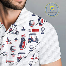 Load image into Gallery viewer, USA 250Th Anniversary Mens Golf Polo Shirt Custom White Golf Ball Pattern Patriotic Golf Tops NYN3392