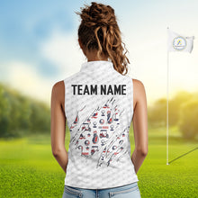 Load image into Gallery viewer, USA 250Th Anniversary Womens Golf Sleeveless Polo Shirt Custom White Golf Ball Patriotic Golf Tops NYN3392