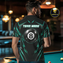 Load image into Gallery viewer, Male billiard player wearing black green patriotic pool jersey during championship event, premium sportswear for league players and outdoor lifestyle enthusiasts, symbolizing resilience, confidence and competitive success.