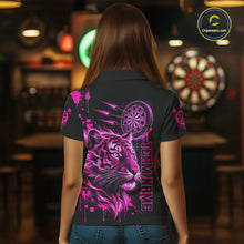 Load image into Gallery viewer, Pink Neon Tiger Lightning Dartboard Women Dart Polo Shirts Custom Name &amp; Team Dart Jerseys NYN2098