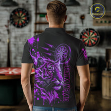 Load image into Gallery viewer, Purple Neon Tiger Lightning Dartboard Men Dart Polo Shirts Custom Name &amp; Team Dart Jerseys NYN2099