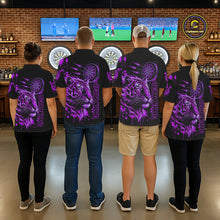 Load image into Gallery viewer, Purple Neon Tiger Lightning Dartboard Women Dart Polo Shirts Custom Name &amp; Team Dart Jerseys NYN2099