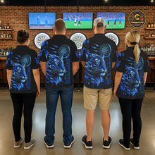 Load image into Gallery viewer, Blue Neon Tiger Lightning Dartboard Women Dart Polo Shirts Custom Name &amp; Team Dart Jerseys NYN2100