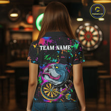 Load image into Gallery viewer, Custom Colorful Bulldog Dartboard 3D Funny Dart Shirts Polo For Women Dart League Jerseys NYN2107